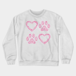 Pink Animal Paw and Heart Crewneck Sweatshirt